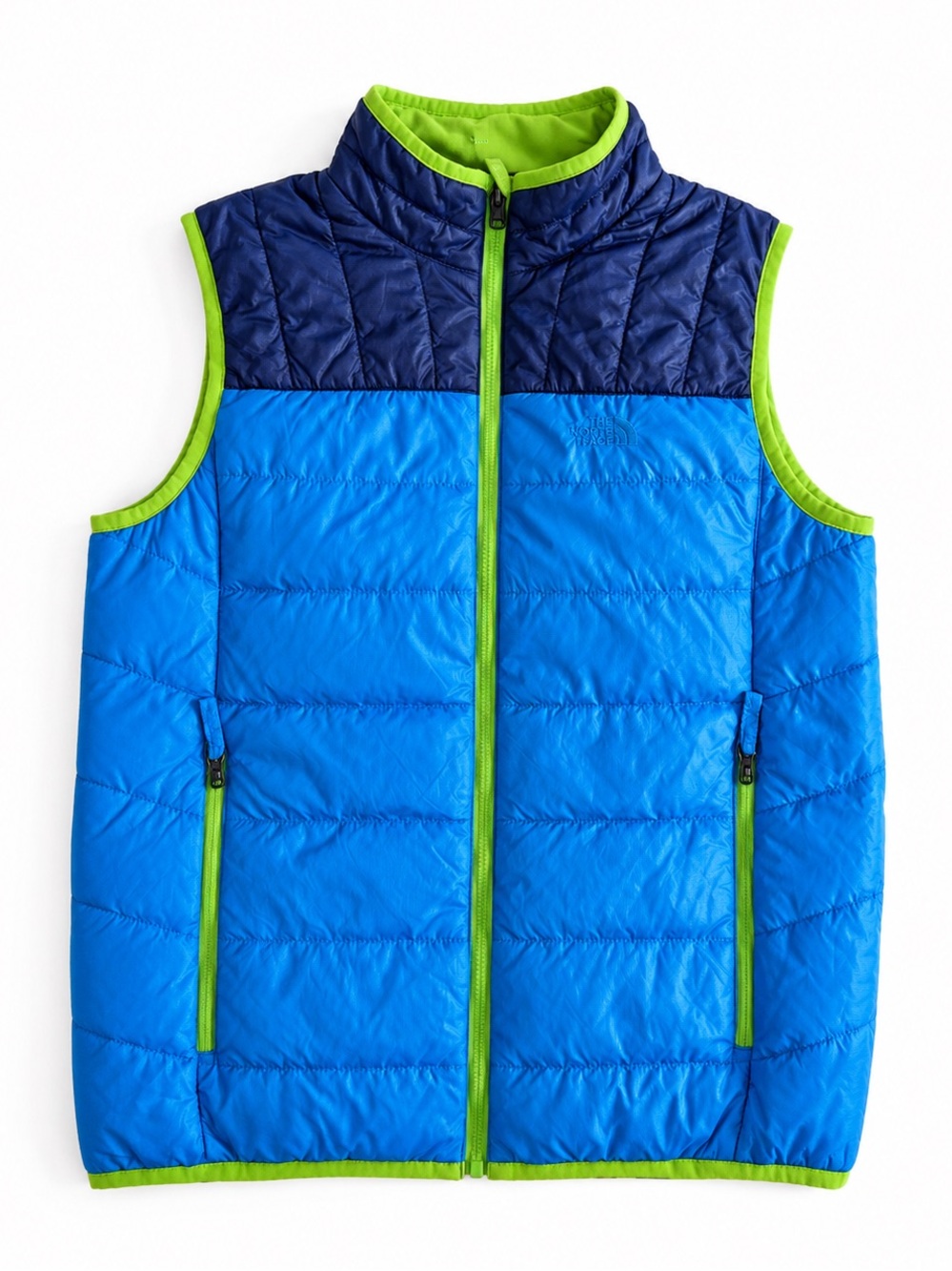 L.L.Bean PrimaLoft Colorblock Insulated Puffer Vest Blue Green Kids Large 14-16